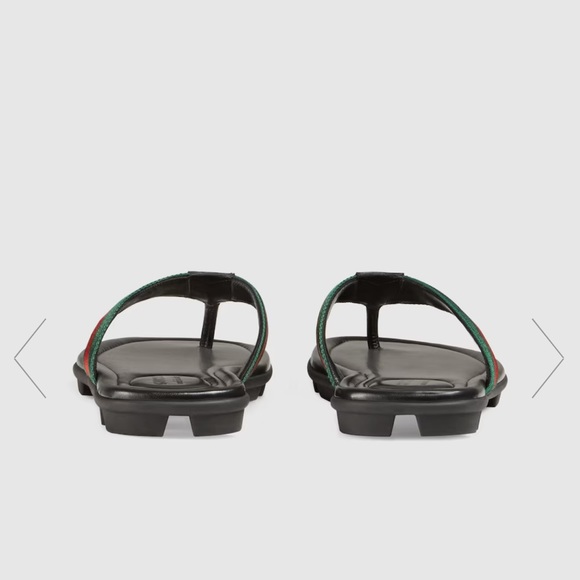 NWOT MENS GUCCI WEB AND LEATHER THONG SANDAL US 9. NO DUST BAG AND NO SHOE BOX. - Picture 4 of 8